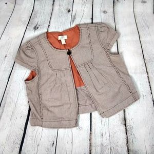 LOFT Stripped Short Sleeved Cropped Blazer Large